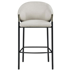 CoasterEssence Chadwick Sloped Arm Bar Stools Beige And Glossy Black (Set Of 2)