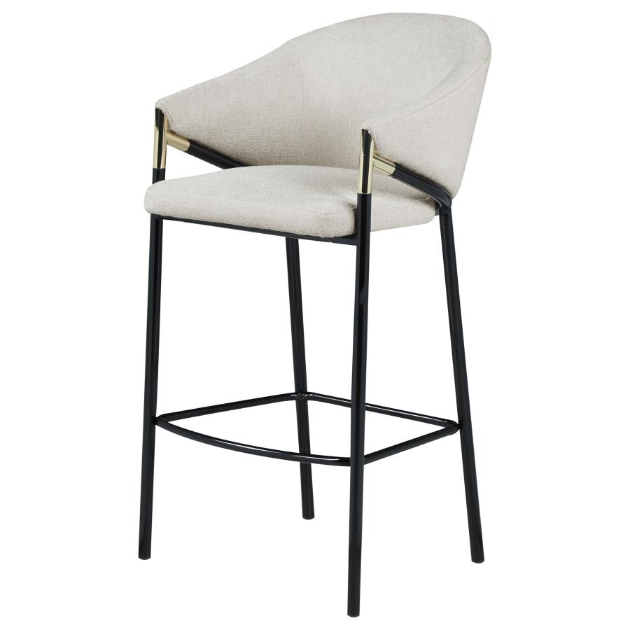 CoasterEssence Chadwick Sloped Arm Bar Stools Beige And Glossy Black (Set Of 2)