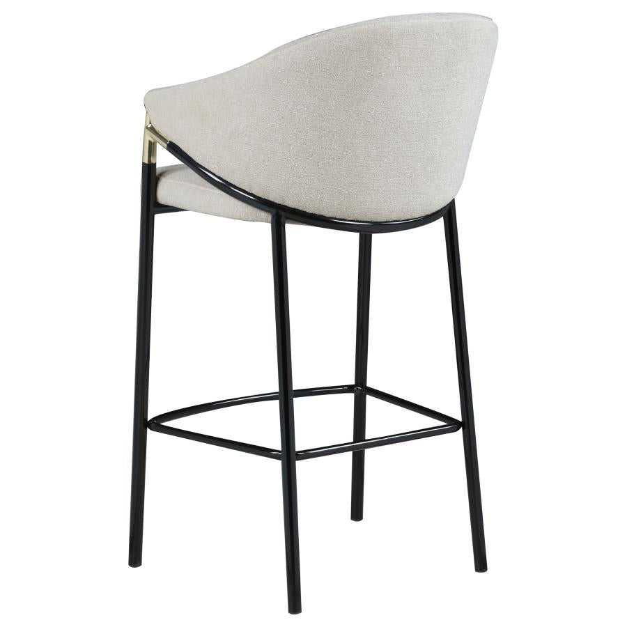 CoasterEssence Chadwick Sloped Arm Bar Stools Beige And Glossy Black (Set Of 2)