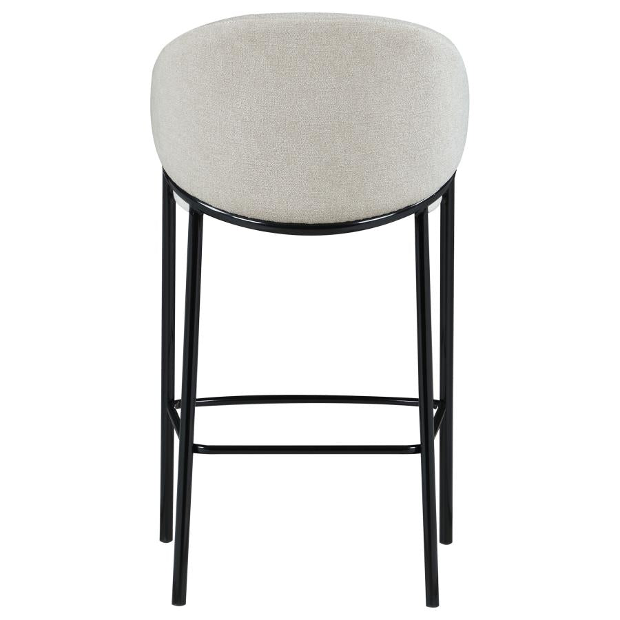 CoasterEssence Chadwick Sloped Arm Bar Stools Beige And Glossy Black (Set Of 2)