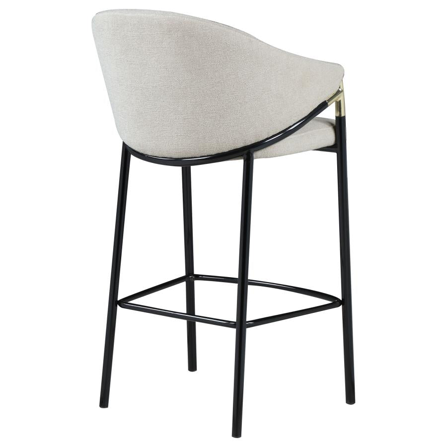 CoasterEssence Chadwick Sloped Arm Bar Stools Beige And Glossy Black (Set Of 2)