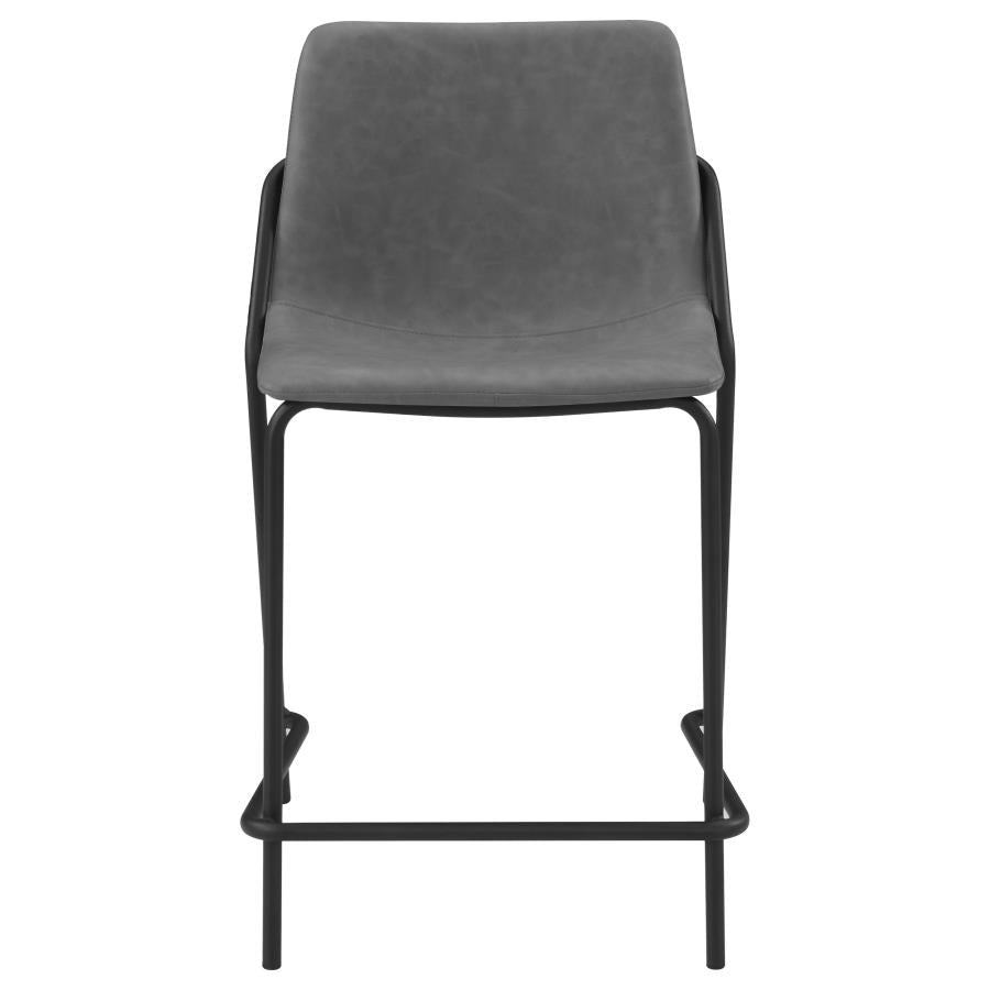 CoasterEveryday Earnest Solid Back Upholstered Counter Height Stools Grey And Black (Set Of 2)