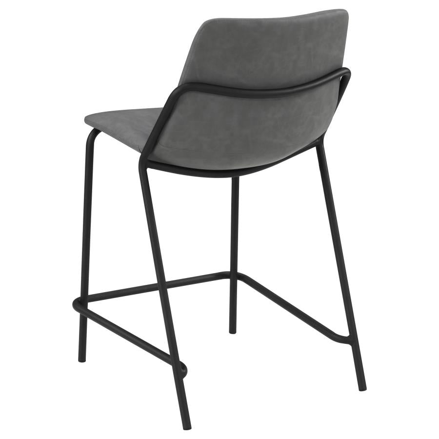 CoasterEveryday Earnest Solid Back Upholstered Counter Height Stools Grey And Black (Set Of 2)