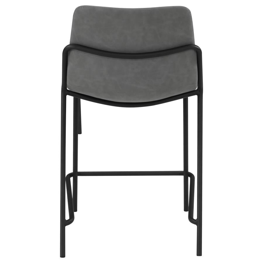 CoasterEveryday Earnest Solid Back Upholstered Counter Height Stools Grey And Black (Set Of 2)