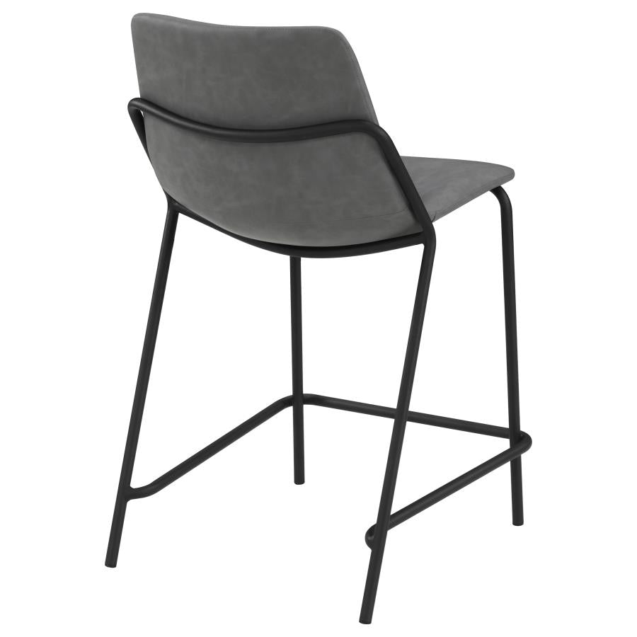 CoasterEveryday Earnest Solid Back Upholstered Counter Height Stools Grey And Black (Set Of 2)