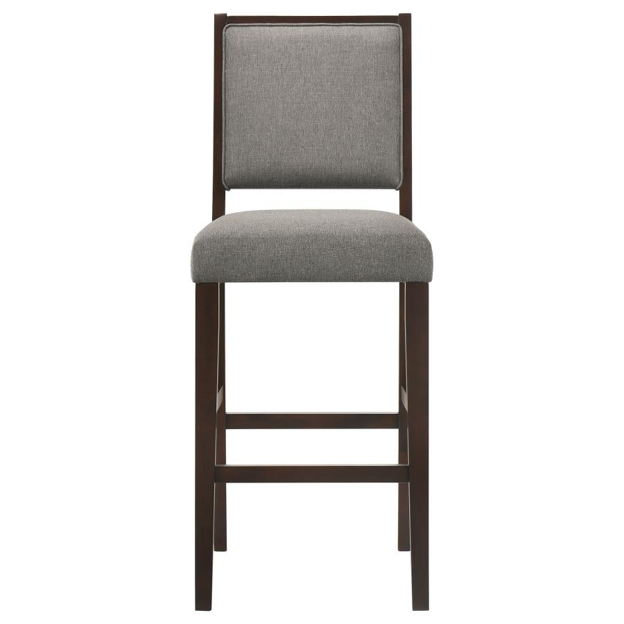 CoasterEveryday Bedford Upholstered Open Back Bar Stools With Footrest (Set Of 2) Grey And Espresso