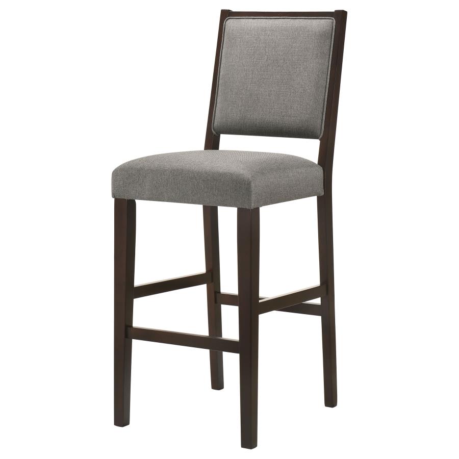 CoasterEveryday Bedford Upholstered Open Back Bar Stools With Footrest (Set Of 2) Grey And Espresso