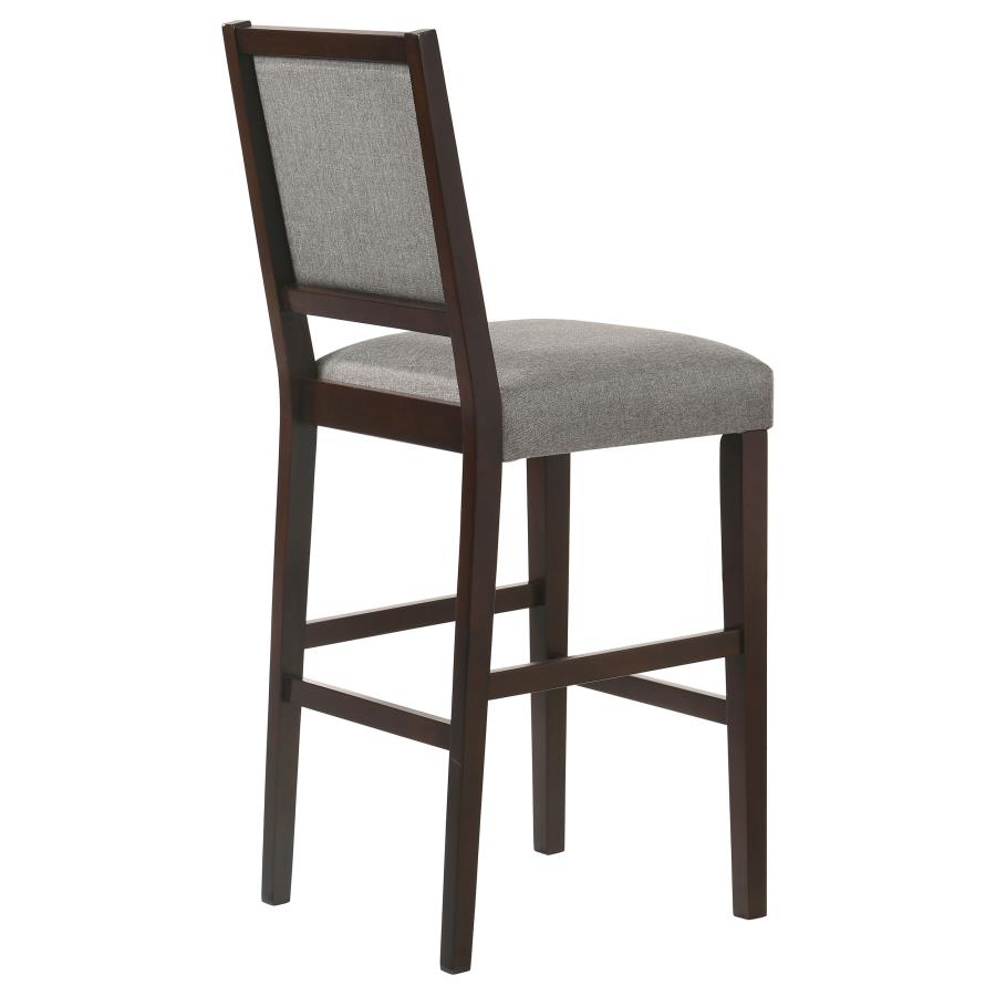 CoasterEveryday Bedford Upholstered Open Back Bar Stools With Footrest (Set Of 2) Grey And Espresso