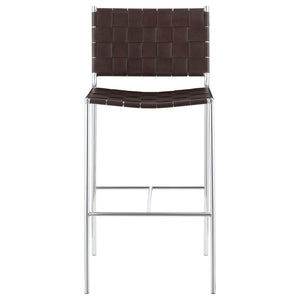 CoasterEssence Adelaide Upholstered Bar Stool With Open Back Brown And Chrome