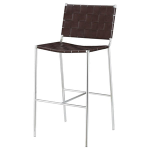 CoasterEssence Adelaide Upholstered Bar Stool With Open Back Brown And Chrome