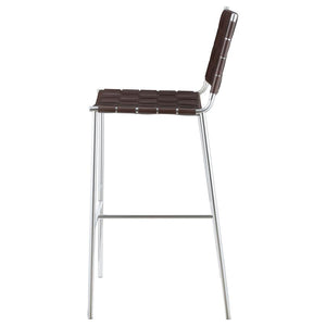 CoasterEssence Adelaide Upholstered Bar Stool With Open Back Brown And Chrome