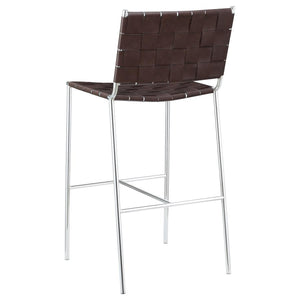 CoasterEssence Adelaide Upholstered Bar Stool With Open Back Brown And Chrome