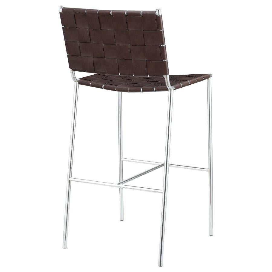 CoasterEssence Adelaide Upholstered Bar Stool With Open Back Brown And Chrome