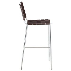 CoasterEssence Adelaide Upholstered Bar Stool With Open Back Brown And Chrome