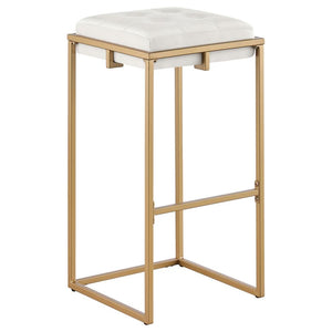 CoasterEveryday Nadia Square Padded Seat Bar Stool (Set Of 2) Beige And Gold