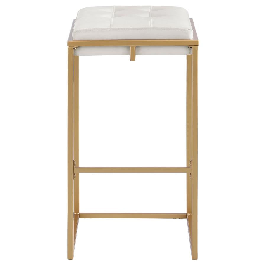 CoasterEveryday Nadia Square Padded Seat Bar Stool (Set Of 2) Beige And Gold