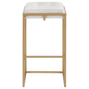 CoasterEveryday Nadia Square Padded Seat Bar Stool (Set Of 2) Beige And Gold