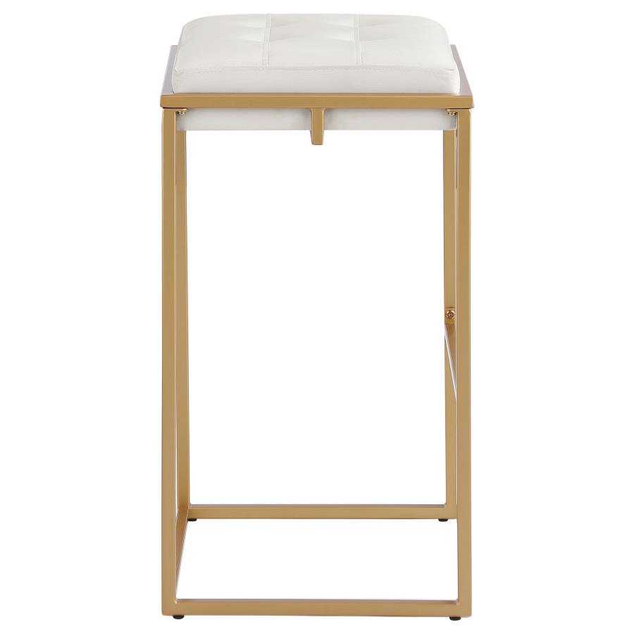 CoasterEveryday Nadia Square Padded Seat Bar Stool (Set Of 2) Beige And Gold