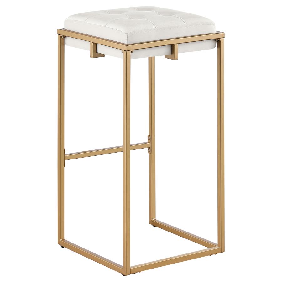 CoasterEveryday Nadia Square Padded Seat Bar Stool (Set Of 2) Beige And Gold