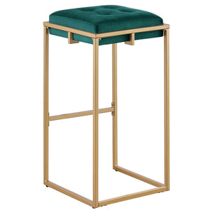 CoasterEveryday Nadia Square Padded Seat Bar Stool (Set Of 2) Hunter Green And Gold