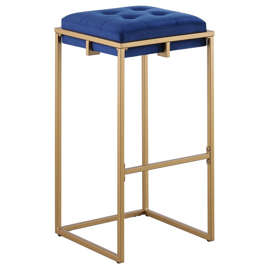 CoasterEveryday Nadia Square Padded Seat Bar Stool (Set Of 2) Blue And Gold