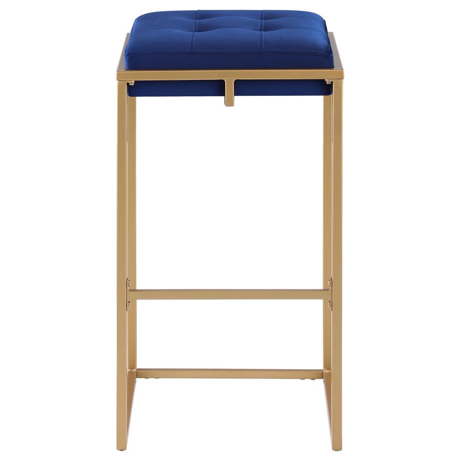 CoasterEveryday Nadia Square Padded Seat Bar Stool (Set Of 2) Blue And Gold