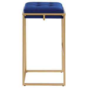 CoasterEveryday Nadia Square Padded Seat Bar Stool (Set Of 2) Blue And Gold