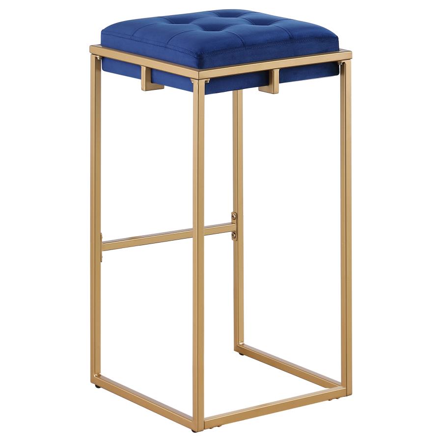 CoasterEveryday Nadia Square Padded Seat Bar Stool (Set Of 2) Blue And Gold