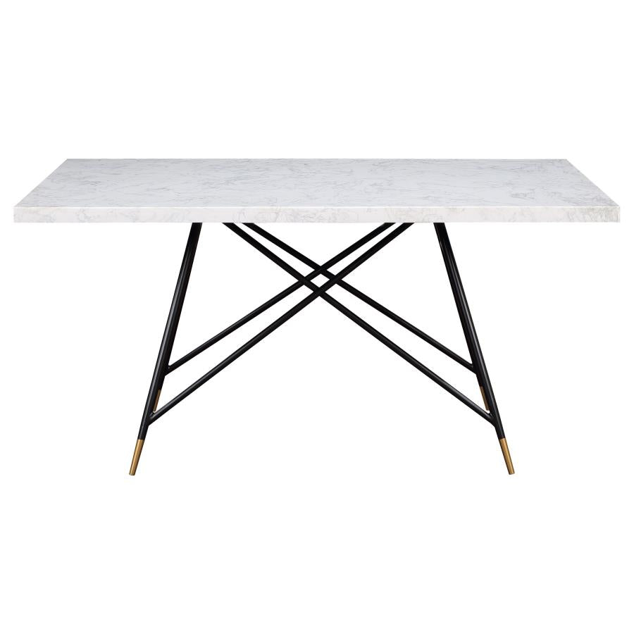 Gabrielle Rectangular Marble Top Dining Table White And Black