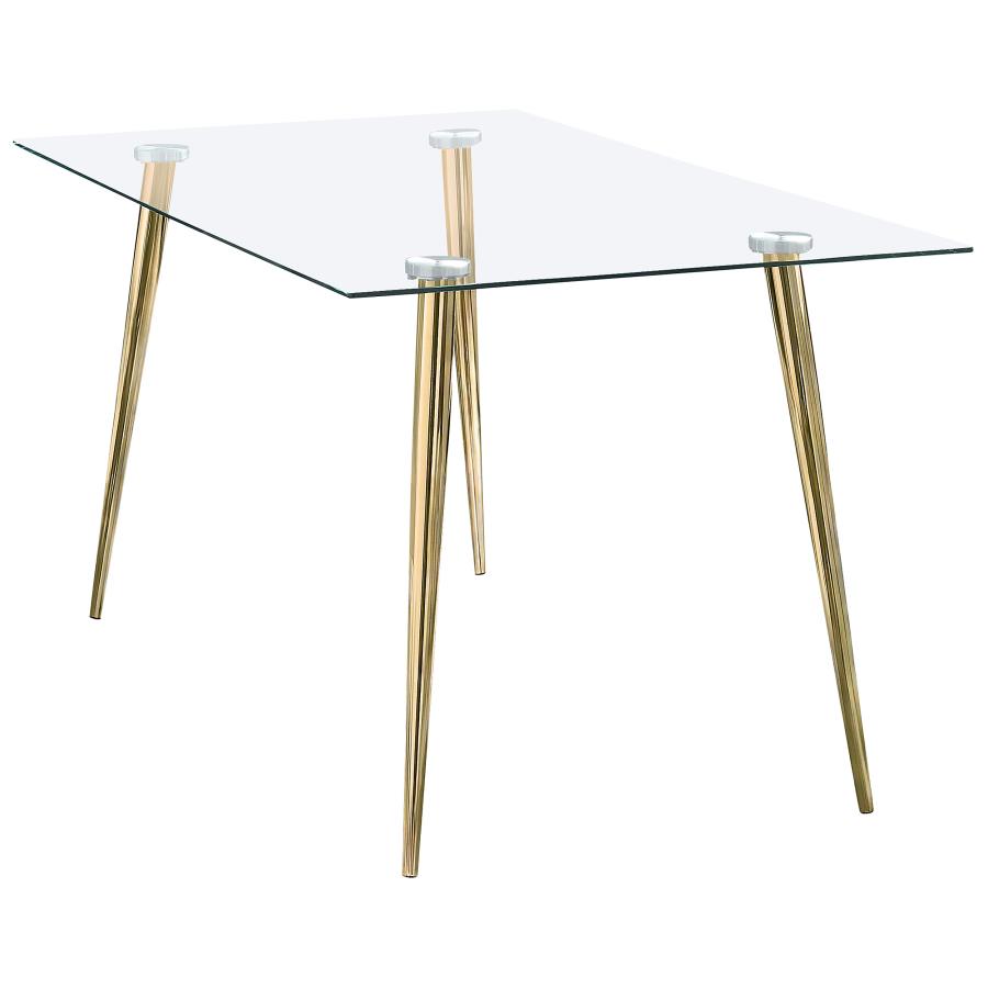 CoasterEssence Gilman Rectangle Glass Top Dining Table