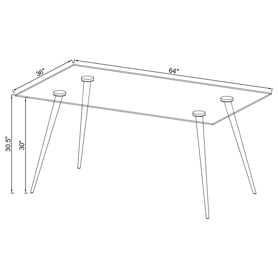 CoasterEssence Gilman Rectangle Glass Top Dining Table