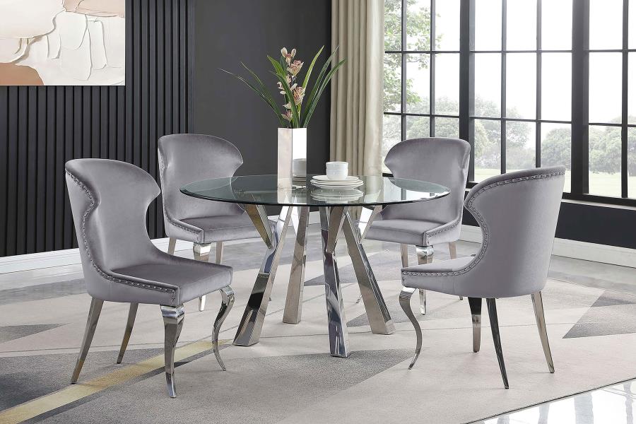 Alaia Round Glass Top Dining Table Clear And Chrome