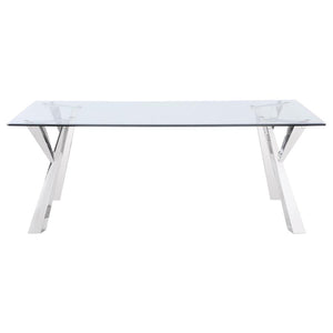 Alaia Rectangular Glass Top Dining Table Clear And Chrome