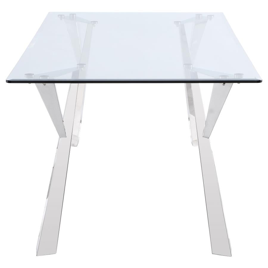 Alaia Rectangular Glass Top Dining Table Clear And Chrome