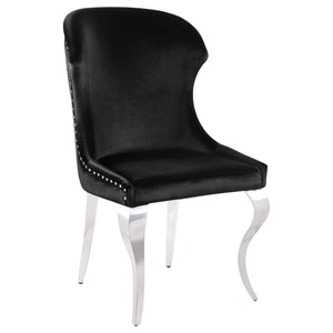 Cheyanne Upholstered Wingback Side Chair With Nailhead Trim Chrome And Black (Set Of 2)