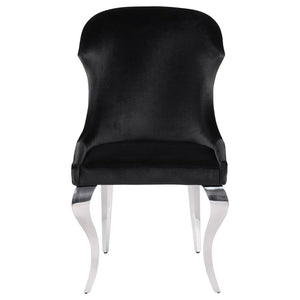 Cheyanne Upholstered Wingback Side Chair With Nailhead Trim Chrome And Black (Set Of 2)