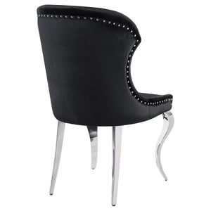 Cheyanne Upholstered Wingback Side Chair With Nailhead Trim Chrome And Black (Set Of 2)