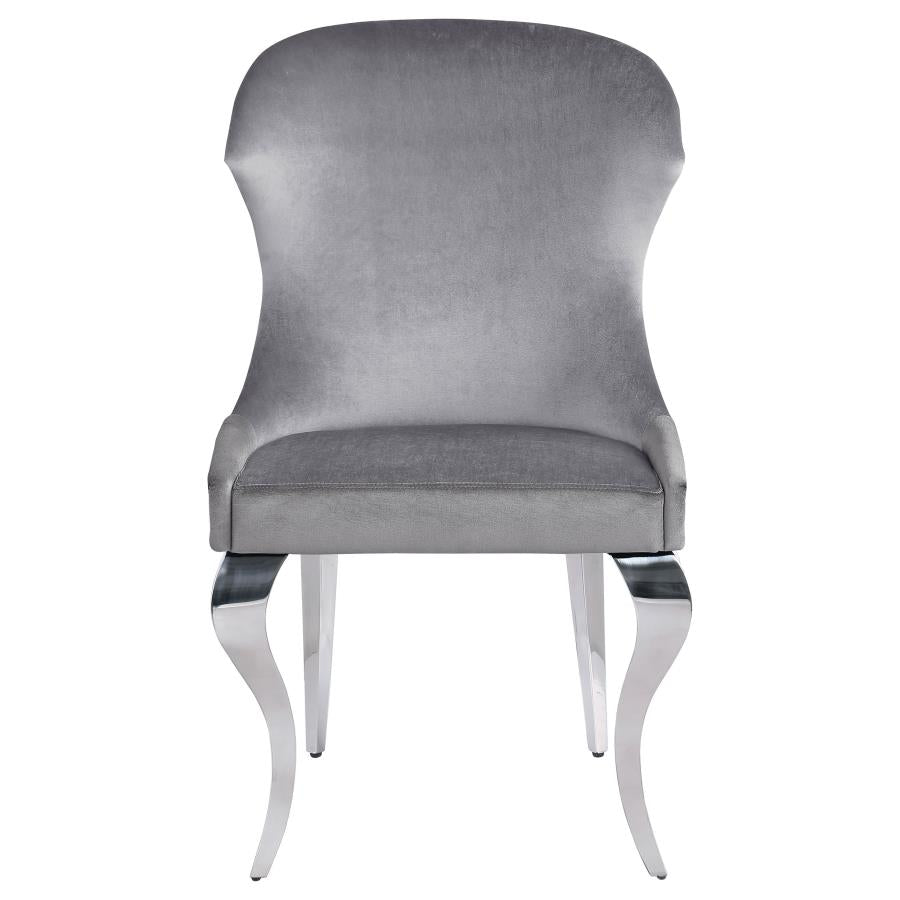 Cheyanne Upholstered Wingback Side Chair With Nailhead Trim Chrome And Grey (Set Of 2)