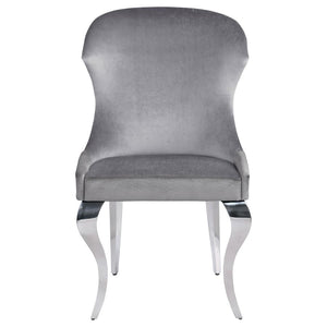 Cheyanne Upholstered Wingback Side Chair With Nailhead Trim Chrome And Grey (Set Of 2)