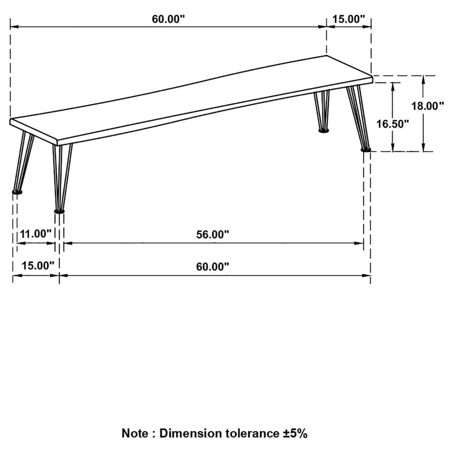 CoasterEssence Sherman Bench Natural Acacia And Matte Black