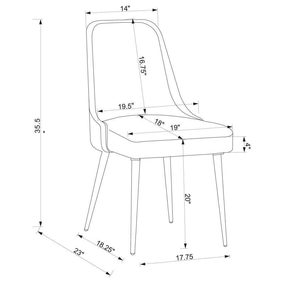 CoasterEssence Cabianca Curved Back Side Chairs Grey (Set Of 2)