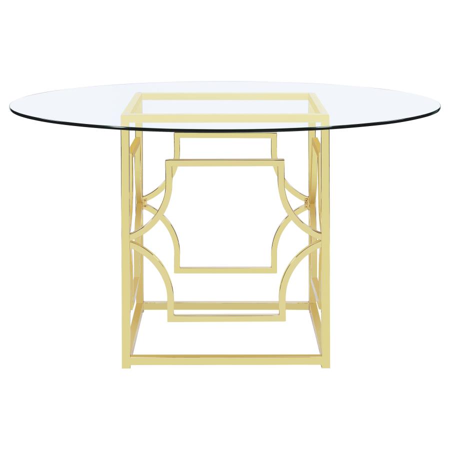 Starlight Round Glass Top Dining Table Clear And Brass