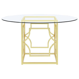 Starlight Round Glass Top Dining Table Clear And Brass