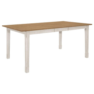 CoasterEssence Kirby Rectangular Dining Table With Butterfly Leaf Natural And Rustic Off White