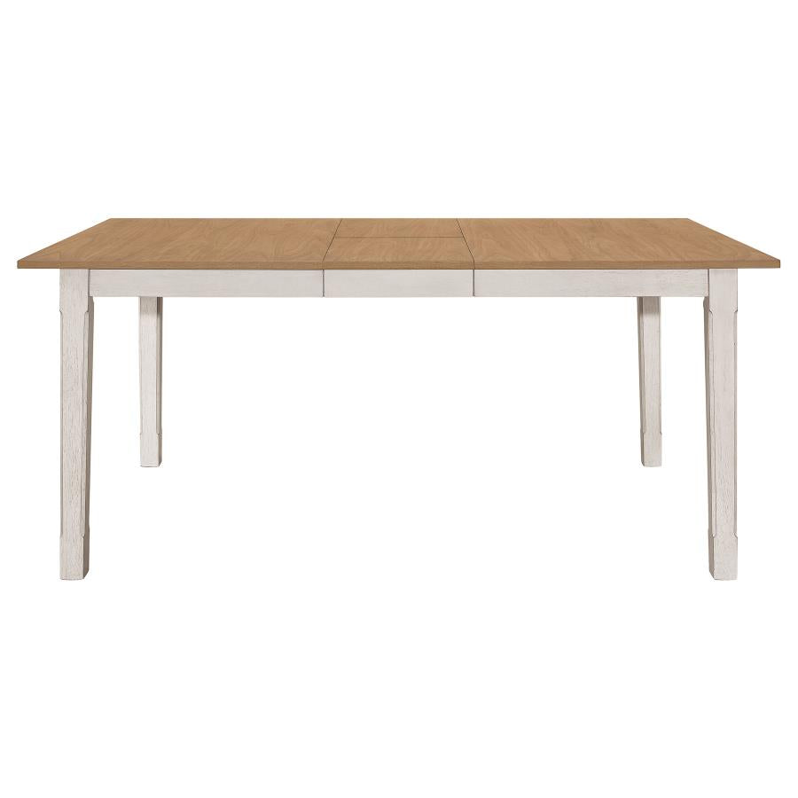 CoasterEssence Kirby Rectangular Dining Table With Butterfly Leaf Natural And Rustic Off White