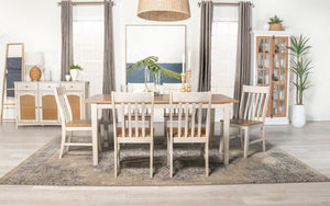 CoasterEssence Kirby Rectangular Dining Table With Butterfly Leaf Natural And Rustic Off White