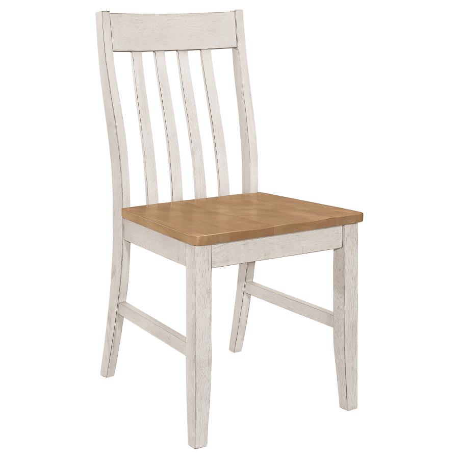 CoasterEssence Kirby Slat Back Side Chair (Set Of 2) Natural And Rustic Off White