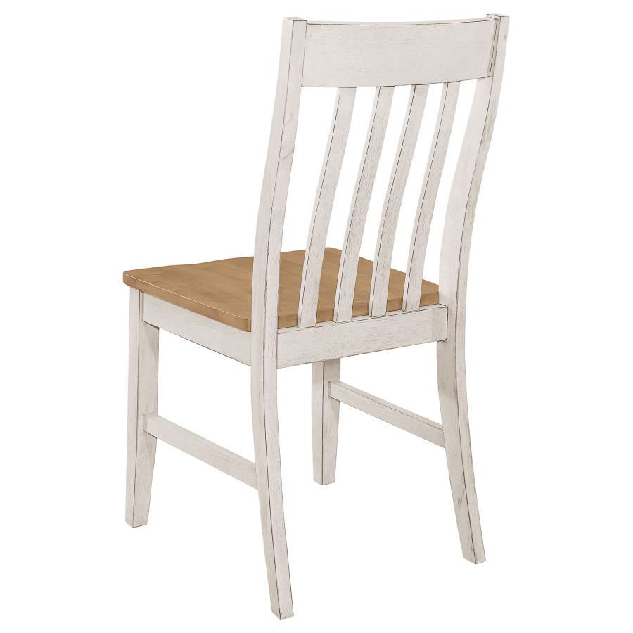 CoasterEssence Kirby Slat Back Side Chair (Set Of 2) Natural And Rustic Off White