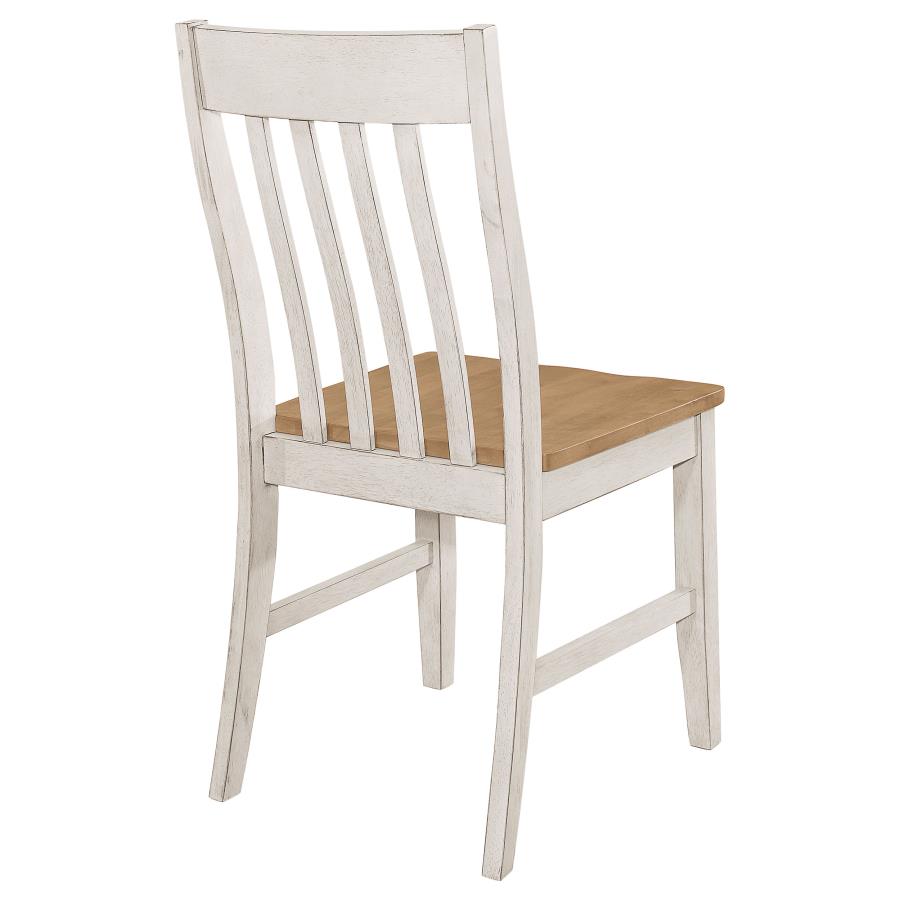 CoasterEssence Kirby Slat Back Side Chair (Set Of 2) Natural And Rustic Off White