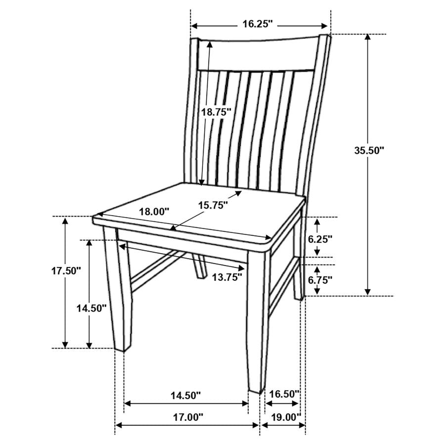 CoasterEssence Kirby Slat Back Side Chair (Set Of 2) Natural And Rustic Off White